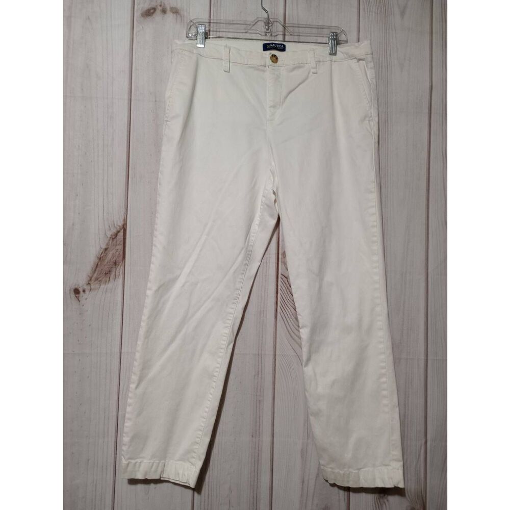 Nautica Pants Ladies 14 White Tencel Ankle Trousers